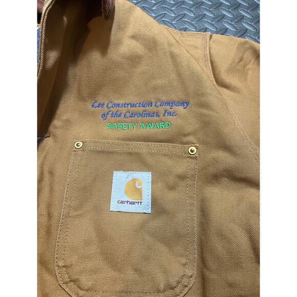 Vintage Carhartt chore jacket C001 BRN blanket lined duck coat work wear Size L - Picture 2 of 9